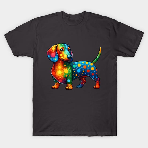 Mandala Dot Dachshund T-Shirt by KarmicKal